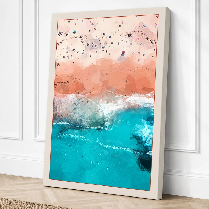 Aerial Beach Study Coastal Canvas Wall Art Print 36x24 Inch