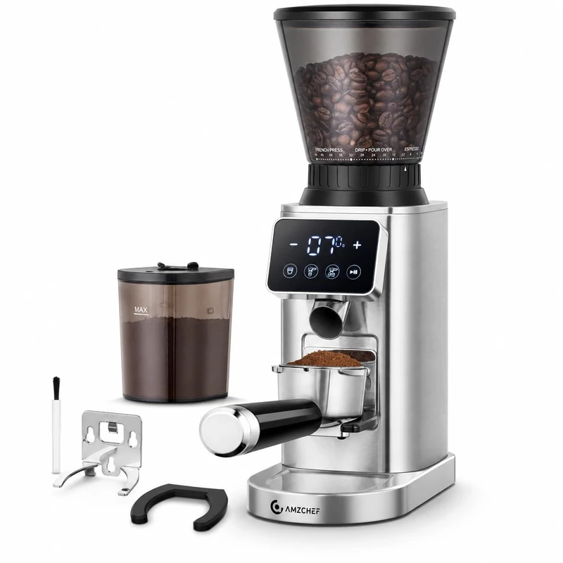 AMZCHEF Burr Coffee Grinder Electric, 48 Precise Grind Settings