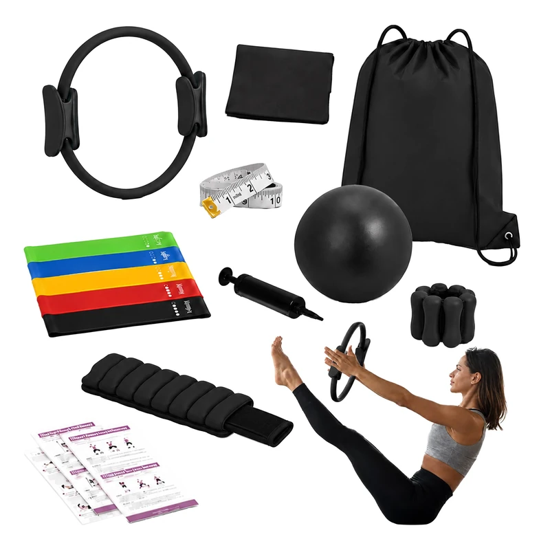Relaxdays Pilates Set, 13pc, black