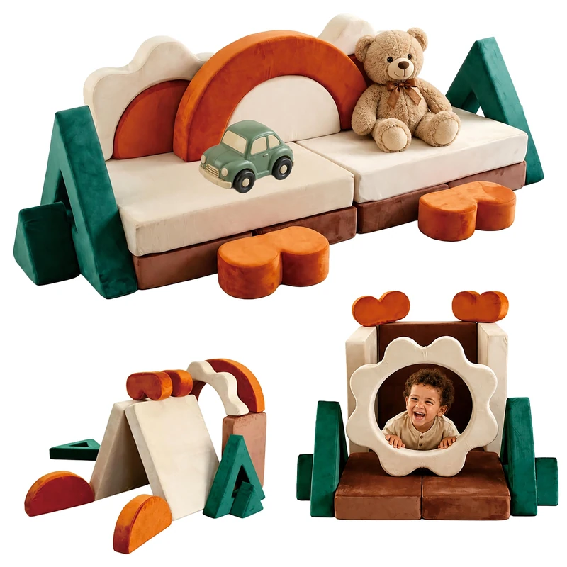 Relaxdays Children's modular play sofa, 18-piece soft blocks, colourful
