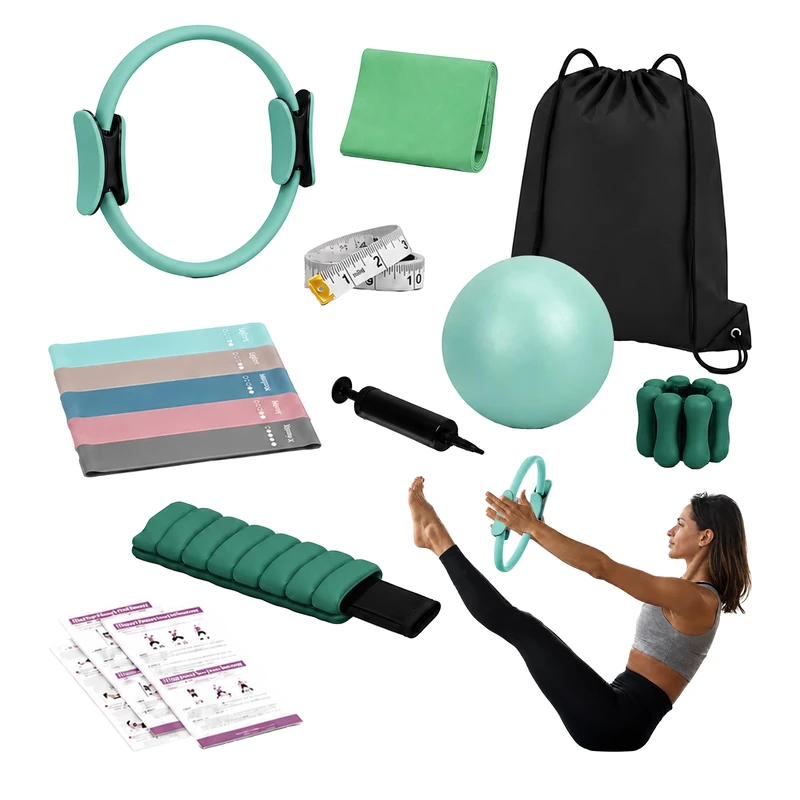Relaxdays Pilates Set, 13pc, green