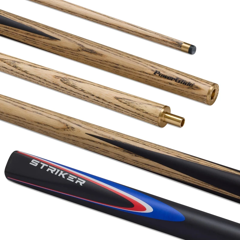 POWERGLIDE Striker Ash Snooker Cue 2 Piece 18oz 9.5mm Tip Blue
