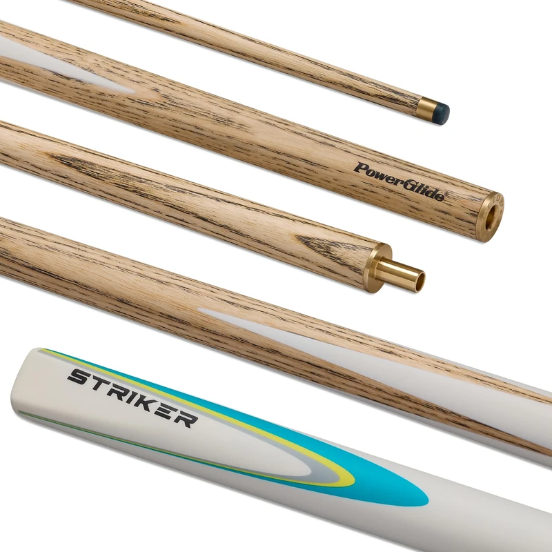 POWERGLIDE Striker Ash Snooker Cue 2 Piece 18oz 9.5mm Tip White