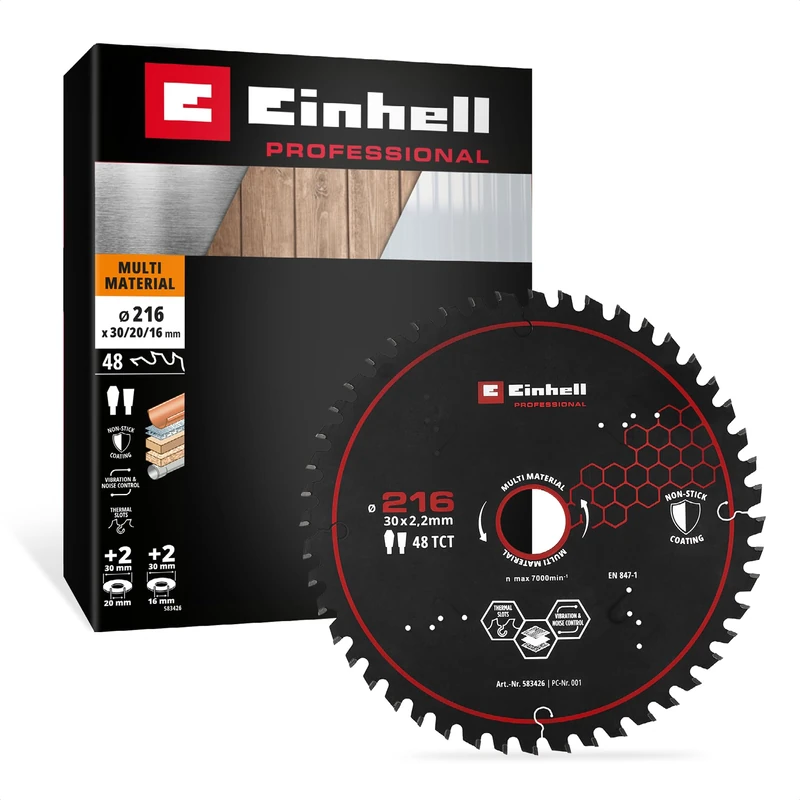 Einhell Professional TCT Saw Blade, Multi Material, Ø 216 x 30 mm, 48 T