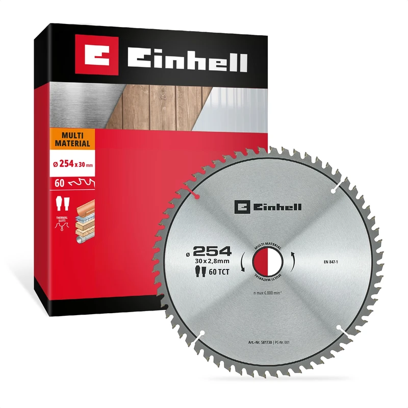 Einhell TCT Circular Saw Blade, Multi Material, Ø 254 x 30 mm, 60 T