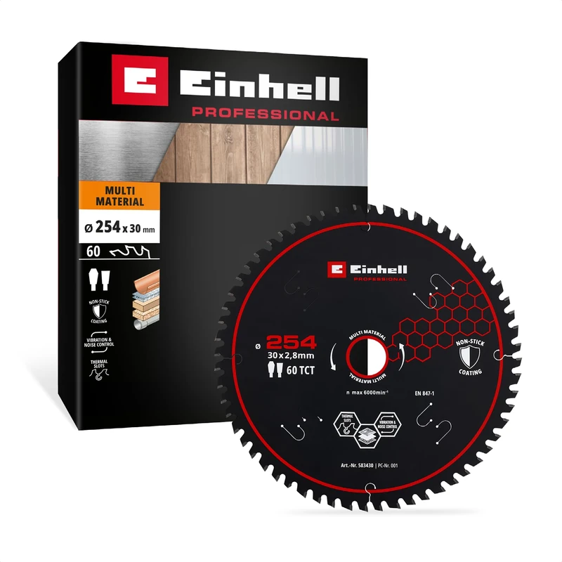 Einhell Professional TCT Saw Blade, Multi Material, Ø 254 x 30 mm, 60 T