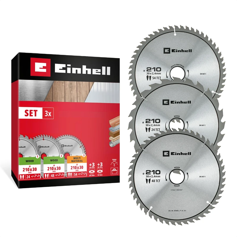 Einhell 3-Piece Circular Saw Blade Set O 210 x 30 mm