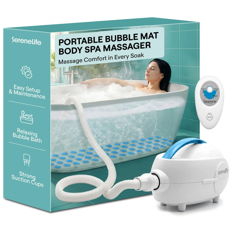 SereneLife Bubble Bath Spa Mat | Bath Jets Heater Machine Massager
