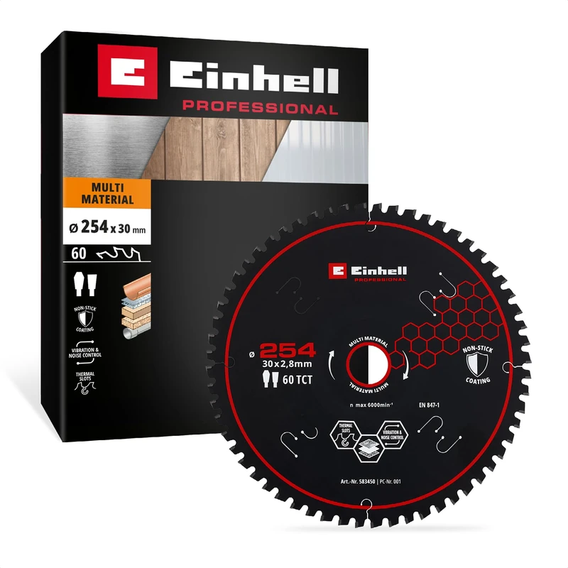 Einhell Professional Circular Saw Blade, Multi-Material, Ø 254 x 30 mm, 60T