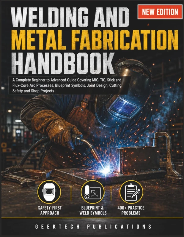WELDING AND METAL FABRICATION HANDBOOK: A Complete Beginner to Advanced Guide Covering MIG, TIG, Stick and Flux-Core Arc Processes, Blueprint Symbols, Joint Design, Cutting, Safety and Shop Projects