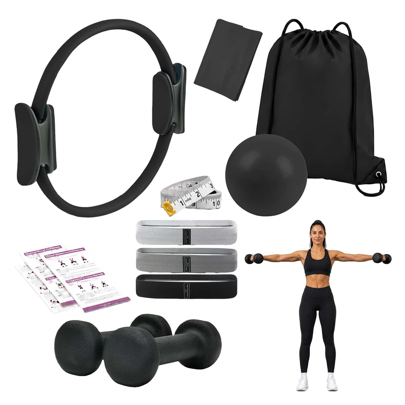 Relaxdays Pilates Set, 11pcs, black