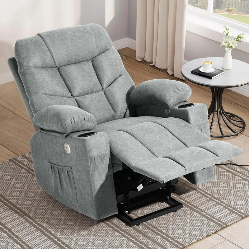 DWVO Recliner Armchair for Elderly, Electric Lift Massage Heat Chair, Grey