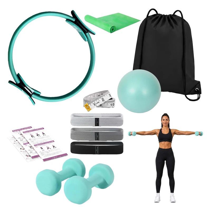 Relaxdays Pilates Set, 11pc, green