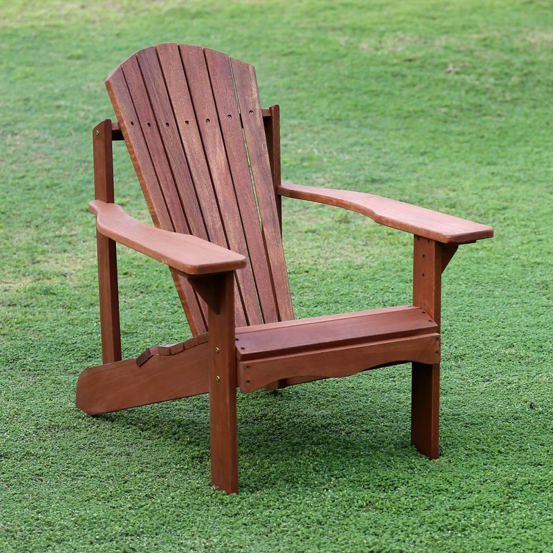 Furinno DALAM Patio Chair, Adirondack Outdoor Lawn Chair, Armchair Chair in Teak Oil, for Patio, Garden, Porch, Natural