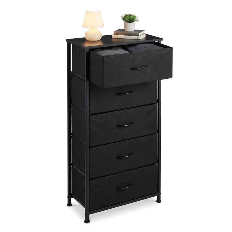 Relaxdays fabric chest, black