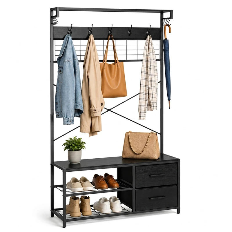 Relaxdays coatrack, black