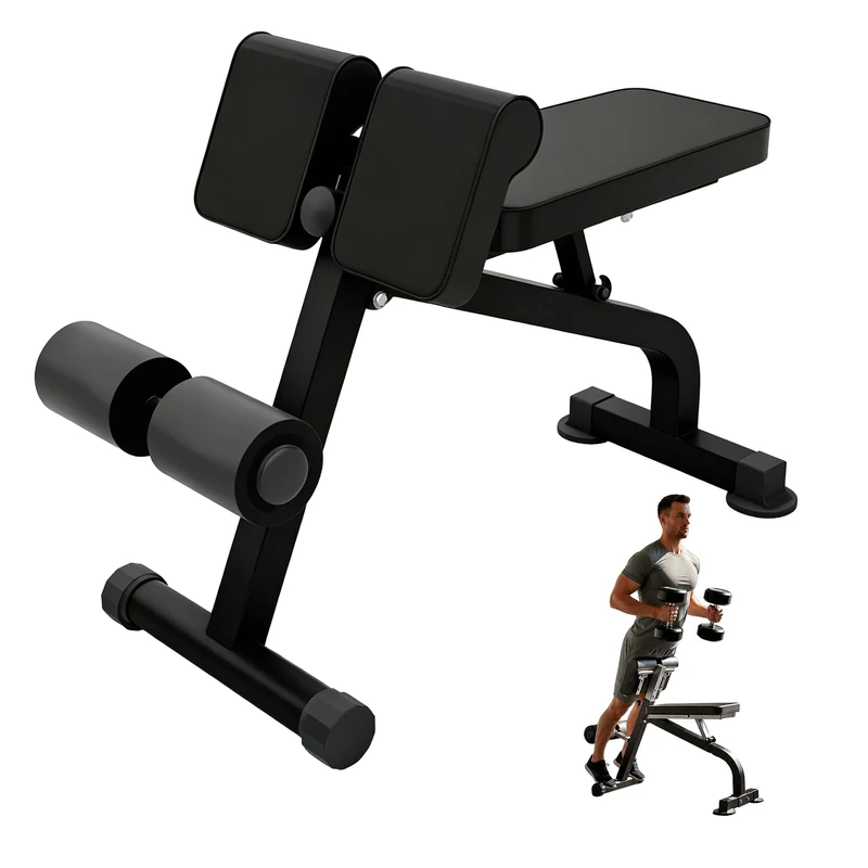 Relaxdays Multi Bench, Hyperextension, Curls & Sit Ups, 150 kg, black