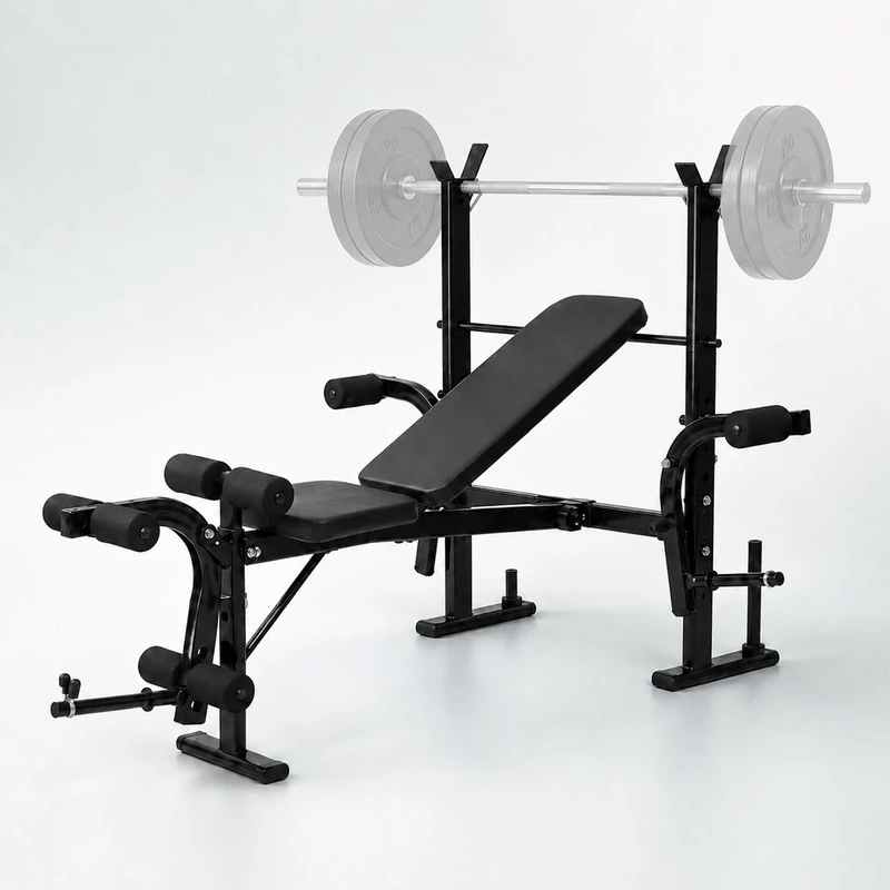 Relaxdays multifunctional weight bench, 4-in-1, foldable, black