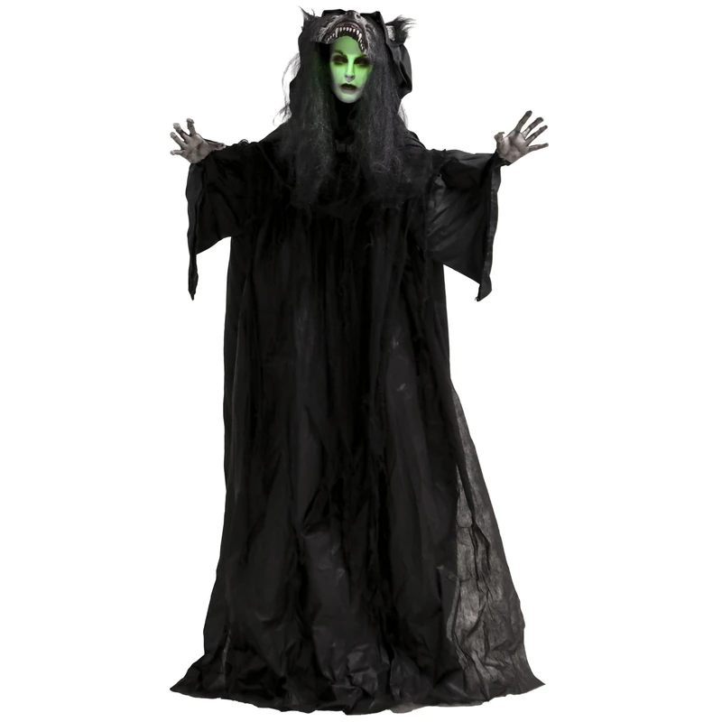 HOMCOM 67"/170cm Life Size Animated Pop-Up Ghost with Werewolf Mask Prop