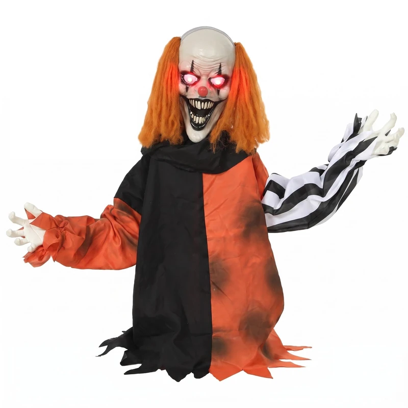 HOMCOM 33"/85cm Animatronic Halloween Clown Half Body Animated Decoration