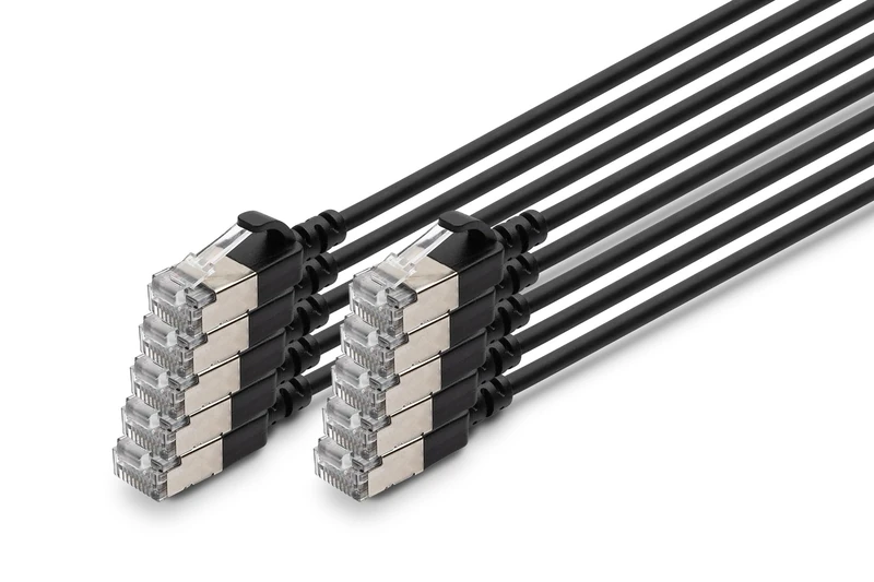 Digitus LAN cable Cat 6A – 5 m – 10 pieces – Slim – F/FTP – Black