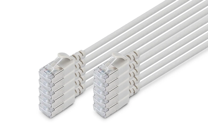 Digitus LAN cable Cat 6A – 5 m – 10 pieces – Slim – F/FTP – Grey