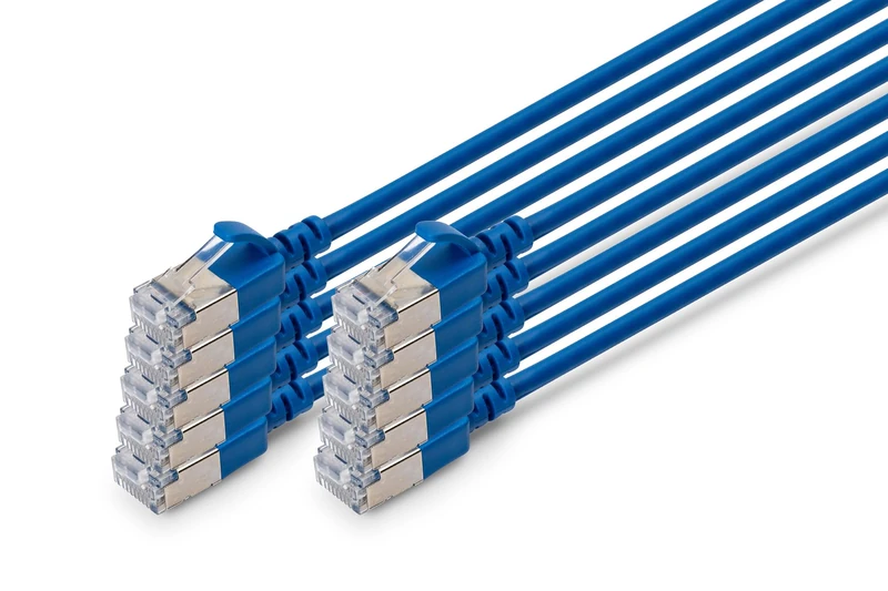 Digitus LAN cable Cat 6A – 5 m – 10 pieces – Slim – F/FTP – Blue