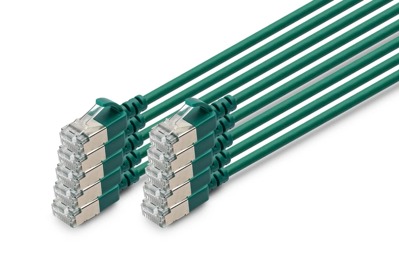 Digitus LAN cable Cat 6A – 5 m – 10 pieces – Slim – F/FTP – Green