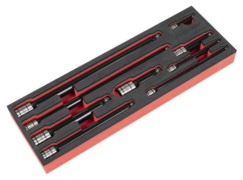 Sealey 1/4", 3/8" & 1/2" Sq Drive Wobble/Rigid Extension Bar Set 9pc - Premier Black - AK7693