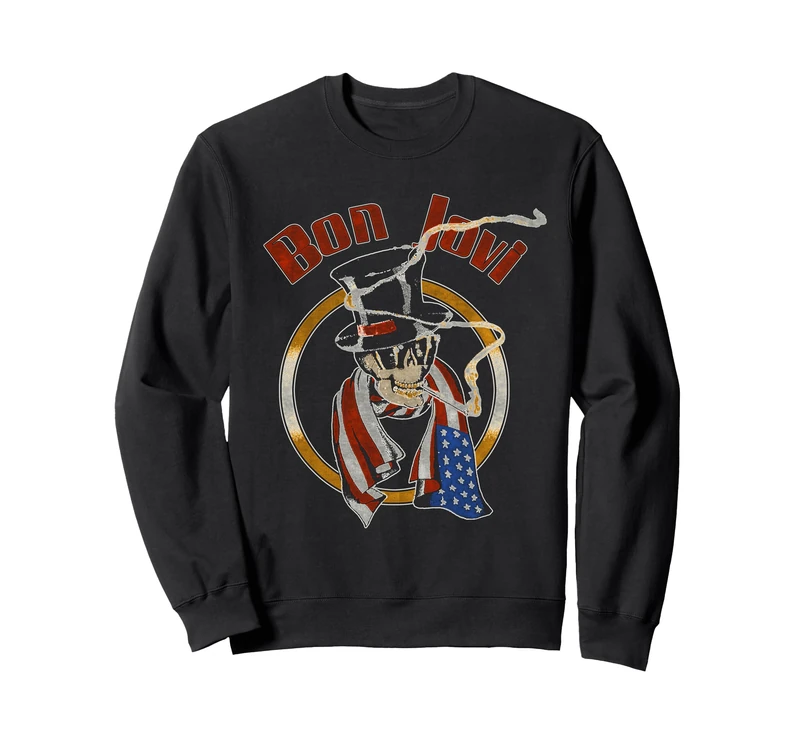 Official Bon Jovi Skull Scarf Sweatshirt - Licensed UMG