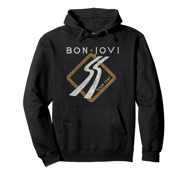 Official Bon Jovi Slippery When Wet Tour 1987 Pullover Hoodie