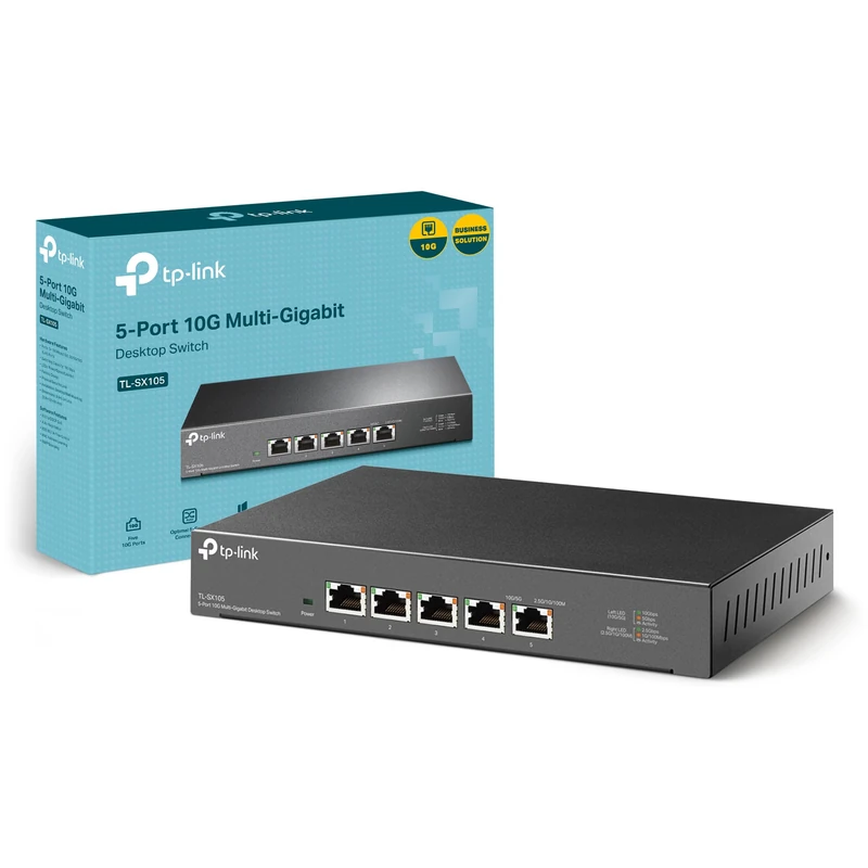 TP-Link TL-SX105 5-Port 10G Multi-Gigabit Network Switch, Plug and Play