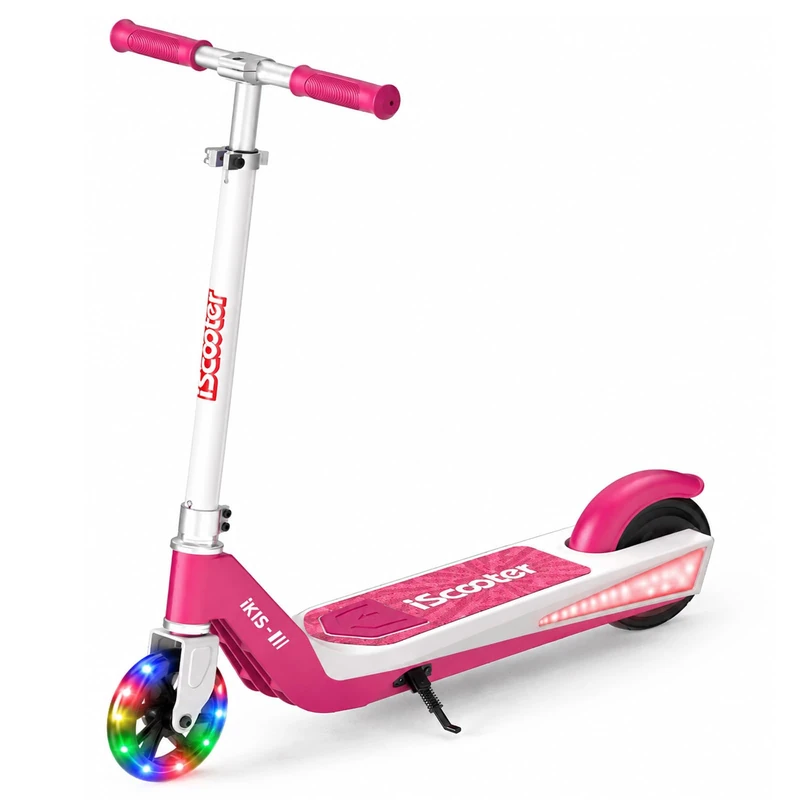 iScooter Kids Electric Scooter with LED Front Wheels, iK1S Electric Scooters for Kids Ages 6-12, 7KM Range,15KM/H,Colorful LED Lights,3.5H Quick Charge,Height Adjustable,Lightweight E-Scooter
