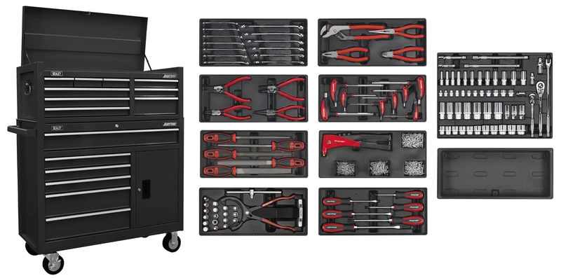 Sealey American PRO® Topchest & Rollcab Combination 15 Drawer with 117pc Tool Kit - AP41STACKBCOMBO