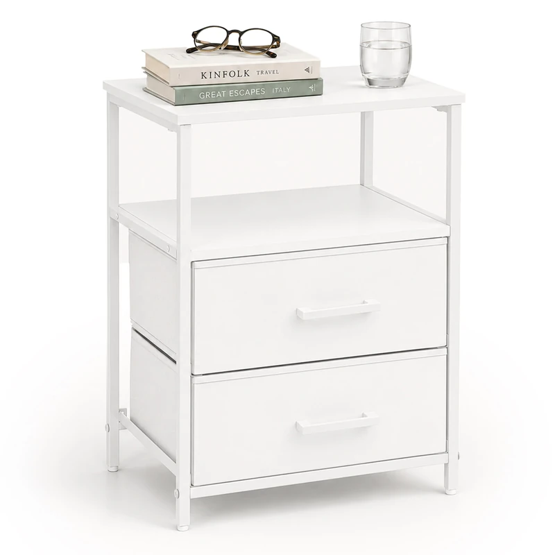 Relaxdays bedside table, 1pc, white