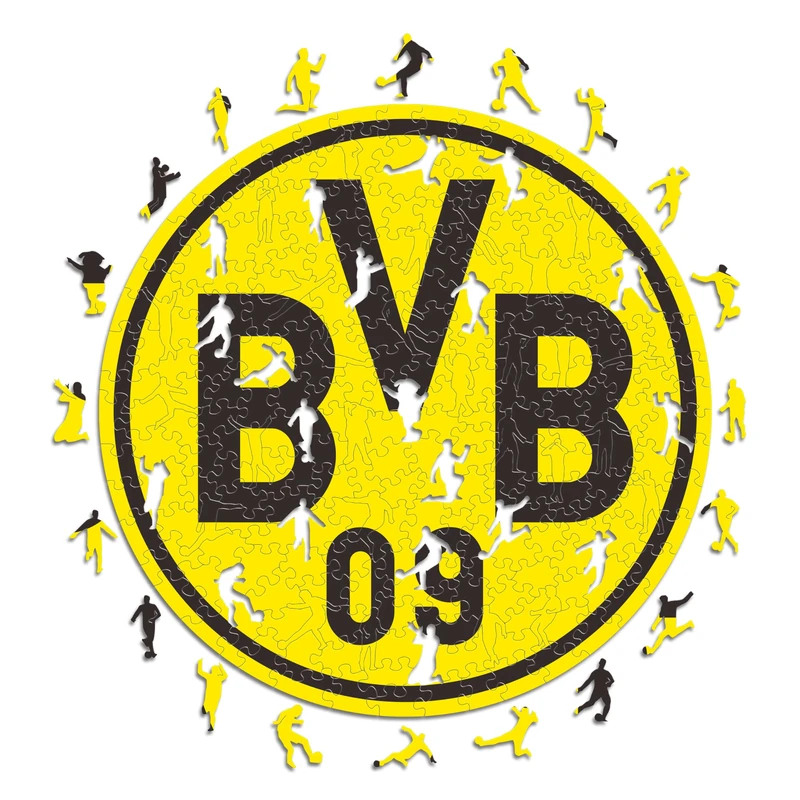 Iconic Puzzles - Borussia Dortmund, Logo, Officially Licensed Wooden Puzzle, 100% Sustainable, Gift for Adults & Kids, Size L, 500 Pcs