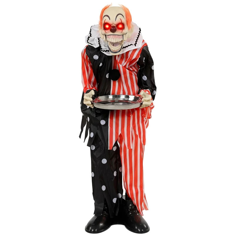 HOMCOM 36"/91 cm Halloween Clown Holding Candy Tray Animated Decoration