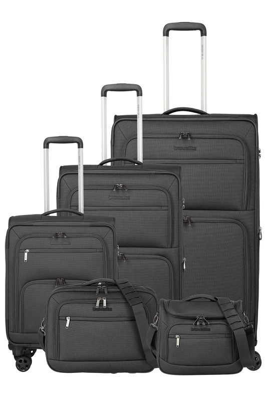 Travelite Cubis Soft Luggage Trolley Set, Trolley Set L/M/S, Anthracite, Trolley Set L/M/S, Soft Luggage Trolley Set