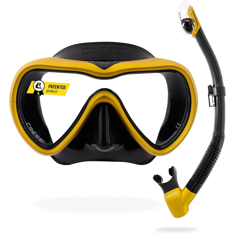CRESSI since 1946-A1 Anti Fog+Epsilon Spe Dry Snorkeling Combo Set Black/Gold