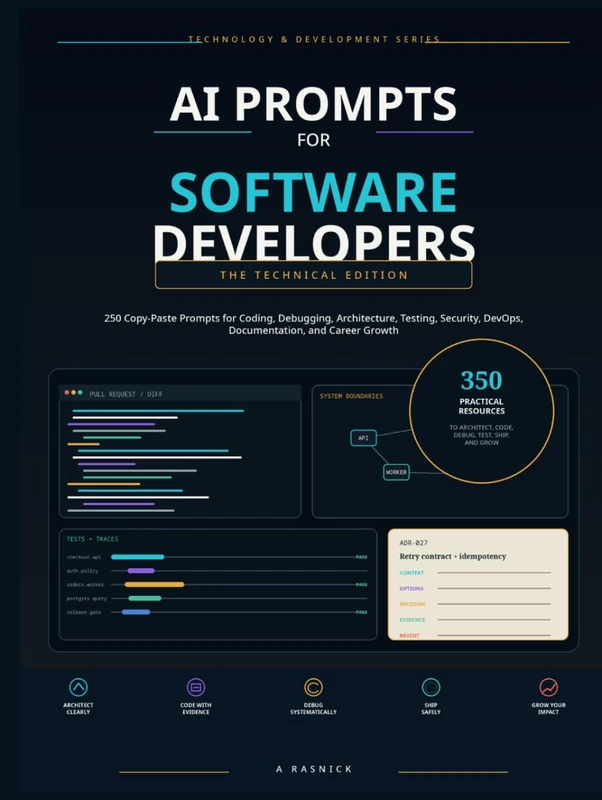 AI Prompts for Software Developers: 250 Copy-Paste Prompts for Coding, Debugging, Architecture, Testing, Security, DevOps, Documentation, and Career Growth (Technology and Development)