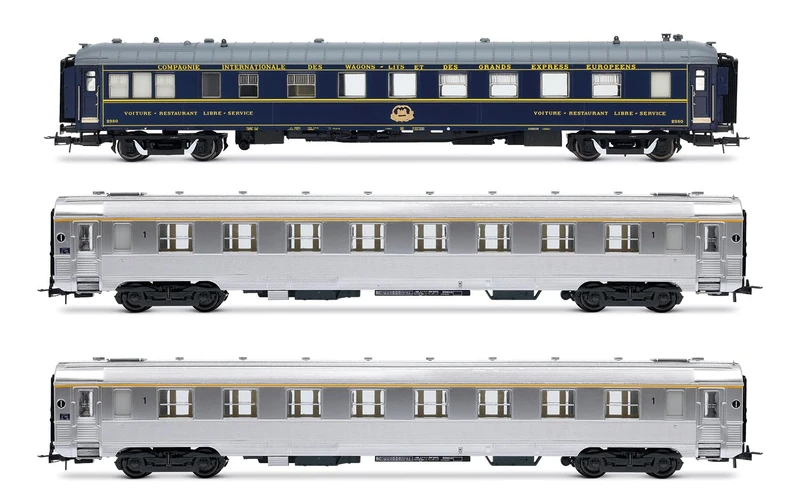 JOUEF HJ4213 SNCF, 3-unit pack Sud Express, set 1/2, CIWL restaurant coach + 2 x DEV Inox short, ep. III/IV, Railway Diesel Locomotive, for ages A14+