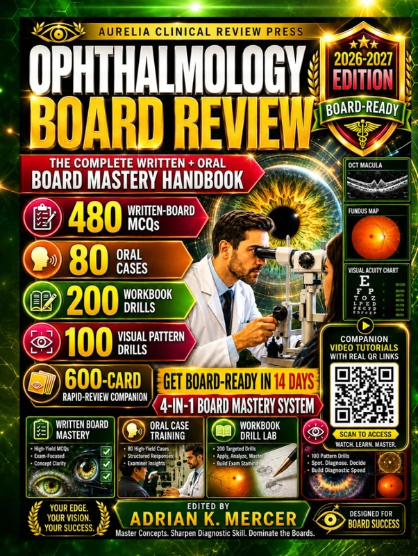 Ophthalmology Board Review 2026-2027: Get Board-Ready in 14 Days: Complete Written & Oral Board Mastery with 480 MCQs, 80 Oral Cases, 300 Workbook & Visual Drills & 20 Video Tutorials