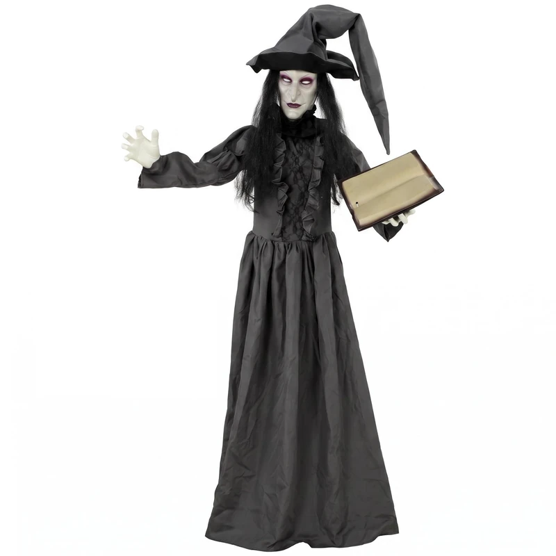 HOMCOM 71"/180cm Life Size Animated Witch Sound Touch Activated