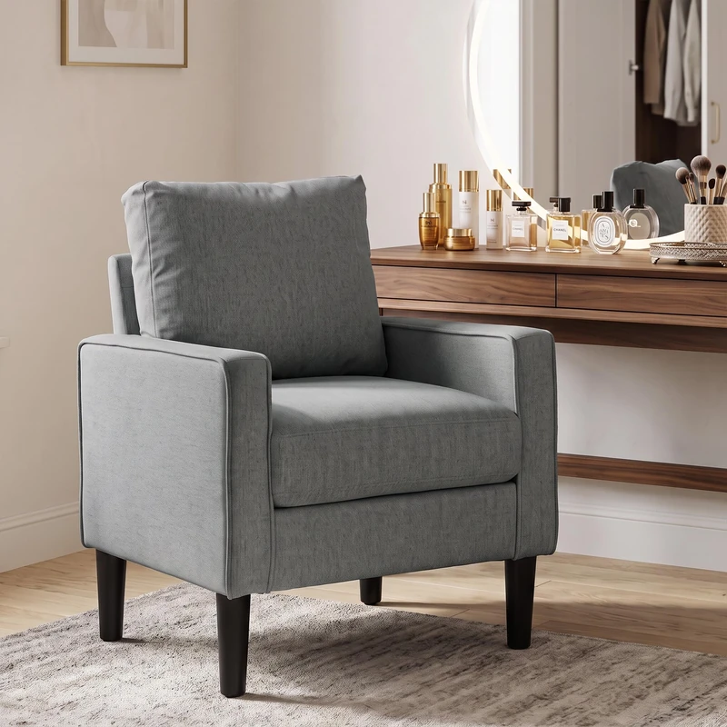 HOMCOM Armchair with Removable Pillow, Comfy Spring Cushion, Dark Grey