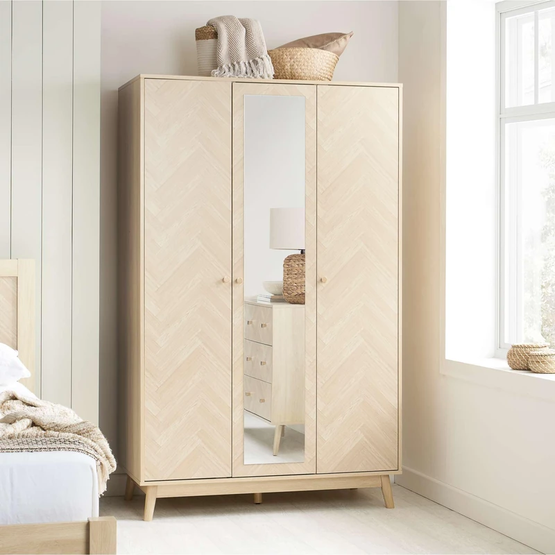 Birlea Herringford 3 Door Wardrobe With Mirror (Oak)