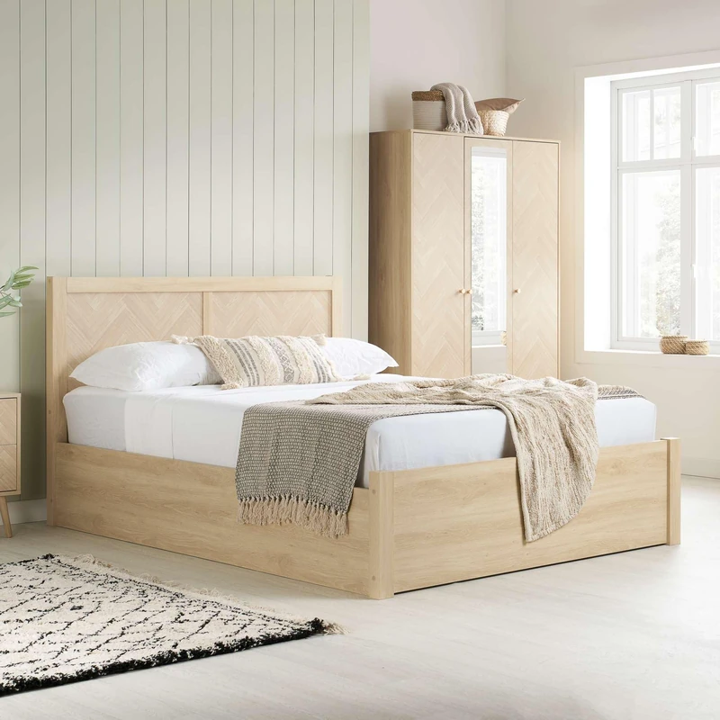 Birlea Herringford Double Ottoman Bed (Oak)