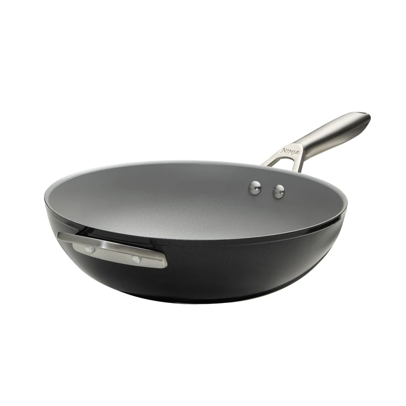 Ninja Ceramic Pro 28cm Wok, Oven Safe to 285°C, All Hob Compatible, Cooking Surface Made PTFE & PFAS-Free, Full Induction Base, Black CW30928EUIBK