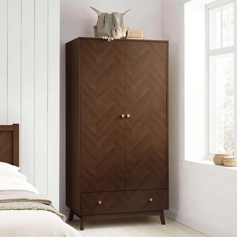 Birlea Herringford 2 Door 1 Drawer Wardrobe (Walnut)