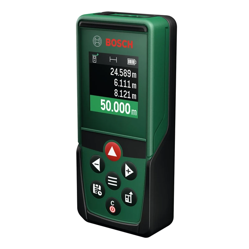 Bosch Laser Measure PLM50-23 (Measures up to 50 m, Integrated Functions for Length, Area, and Volume, high-Quality Color Display, 10 Storage Spaces)