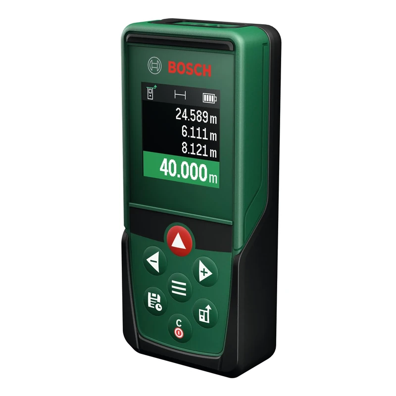 Bosch Laser Measure PLM40-23 (Measures up to 40 m, Integrated Functions for Length, Area, and Volume, high-Visibility Color Display, 10 Storage Spaces)